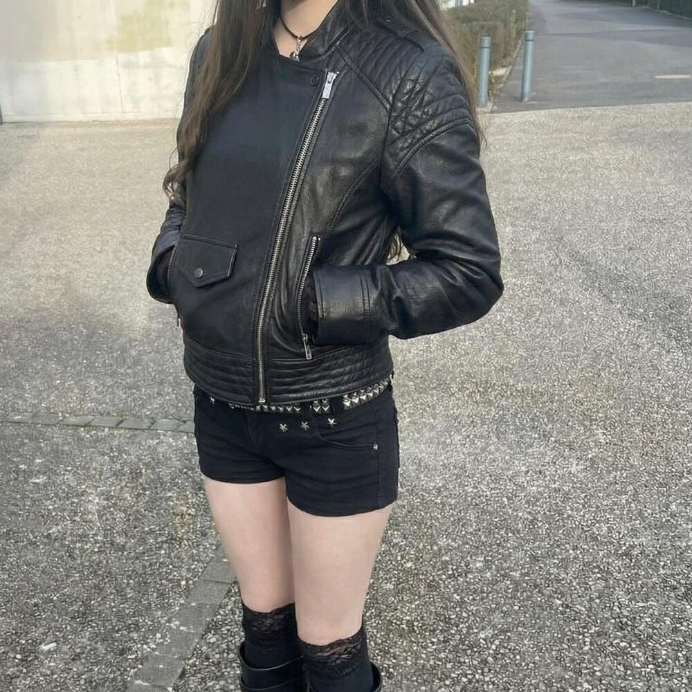 Mango Genuine Leather Jacket Indie Sleaze Cyber Y2K Margiela Style